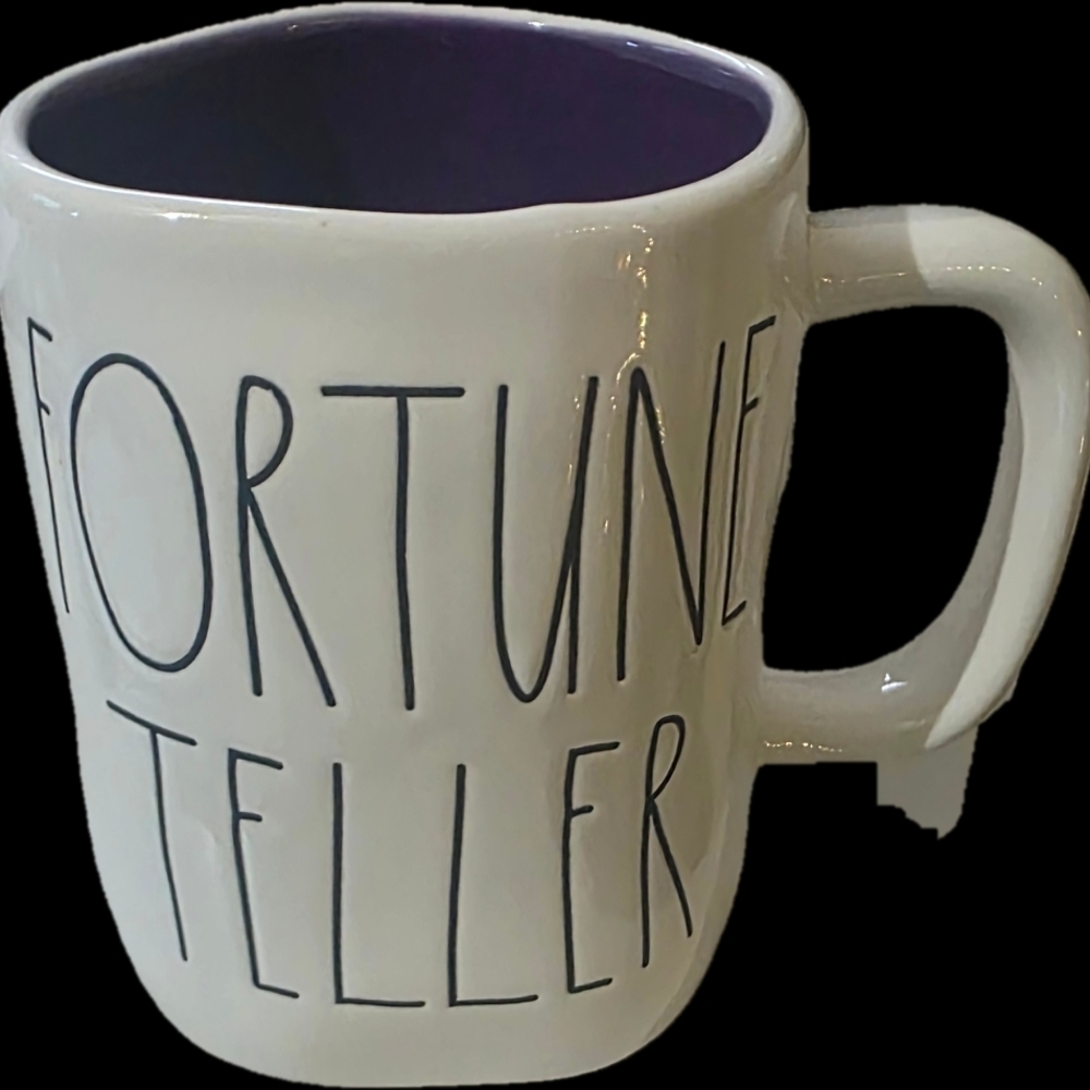 Rae Dunn Fortune Teller White and Purple Mug